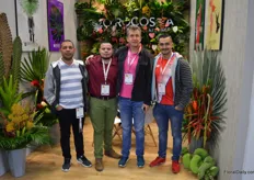 Orocosta, who started a farm producing tropical flowers in Costa Rica about 20 years ago. By now, the farm grew to 50 hectares and produces almost 80 different varieties. Left to right Jose, Etmer Loria, Jose Fajardo, and Ivan Saenz.
